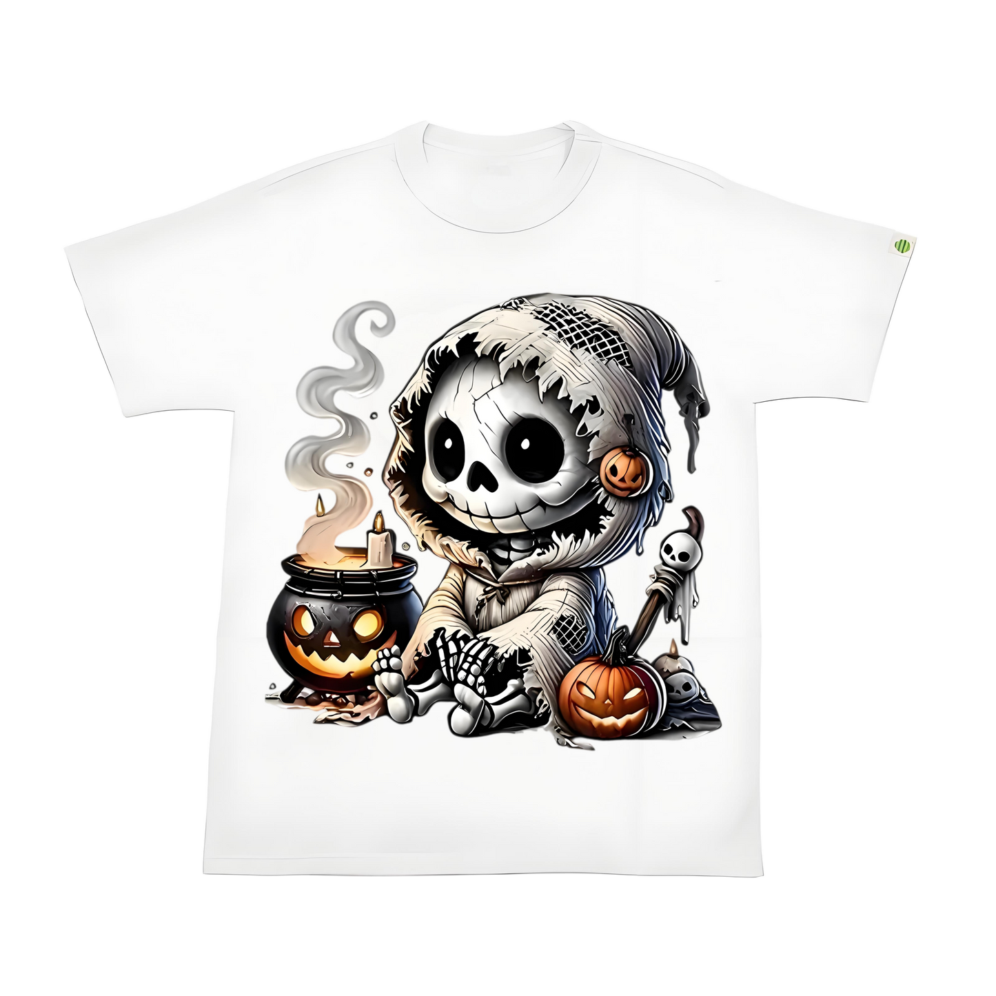 Pumpkin and skull heat transfer iron-on