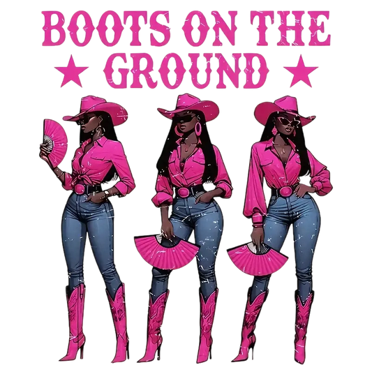 Vintage "Ground Boots" Cowgirl Pattern Iron-On Heat Transfer Sticker