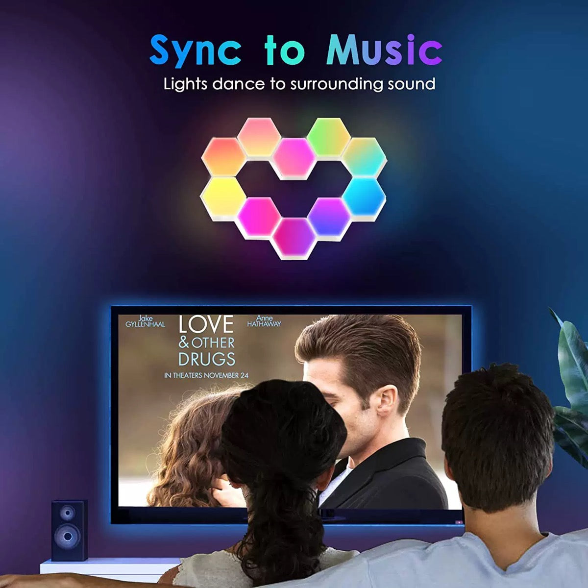 Hexagon Light Panel - 8 Pack Smart APP RGB Hexagon LED Lights Wall Lights with Remote Control & Music Sync for Halloween Decor, Gaming Decor