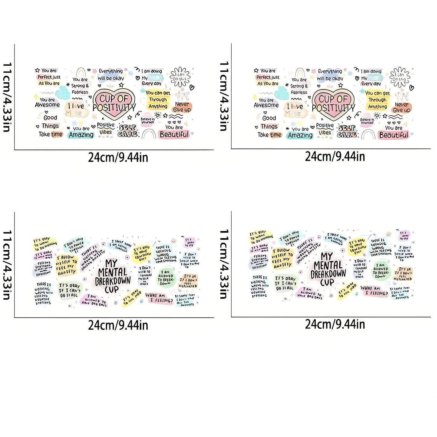 Mental Health Themed UV DTF Cup Stickers