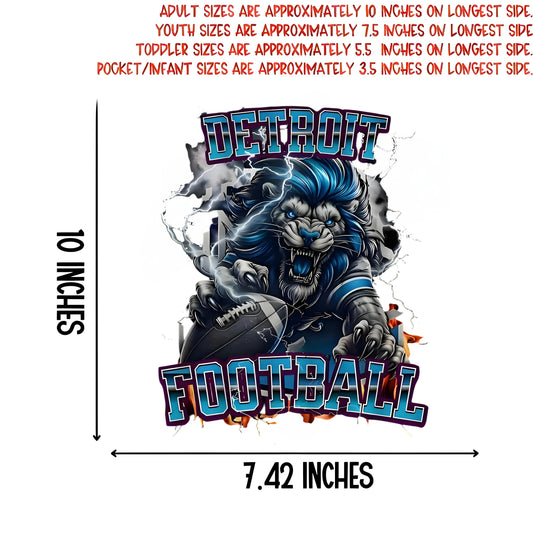 Detroit Football Iron-On Transfers