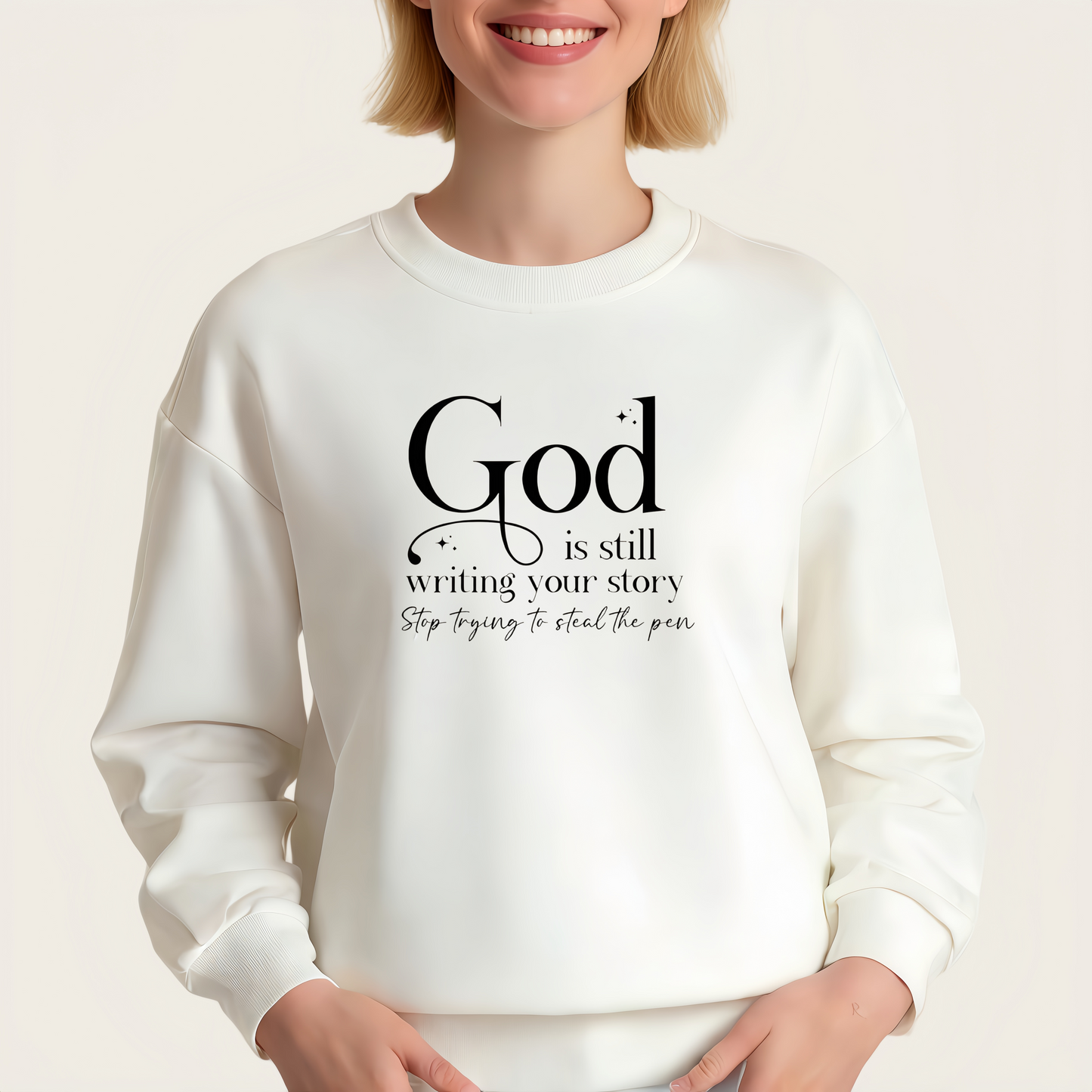 "God is still writing your story" iron-on transfer