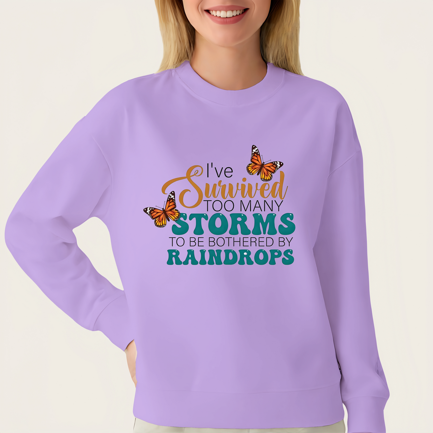 "I've Been Through Too Many Storms" Floral Butterfly Iron-On Transfer