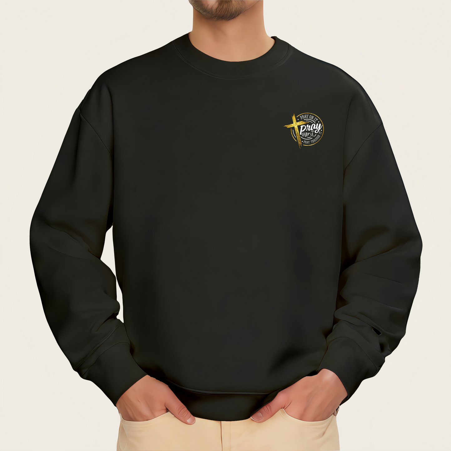 'Cross & Pray' monogram iron-on transfer