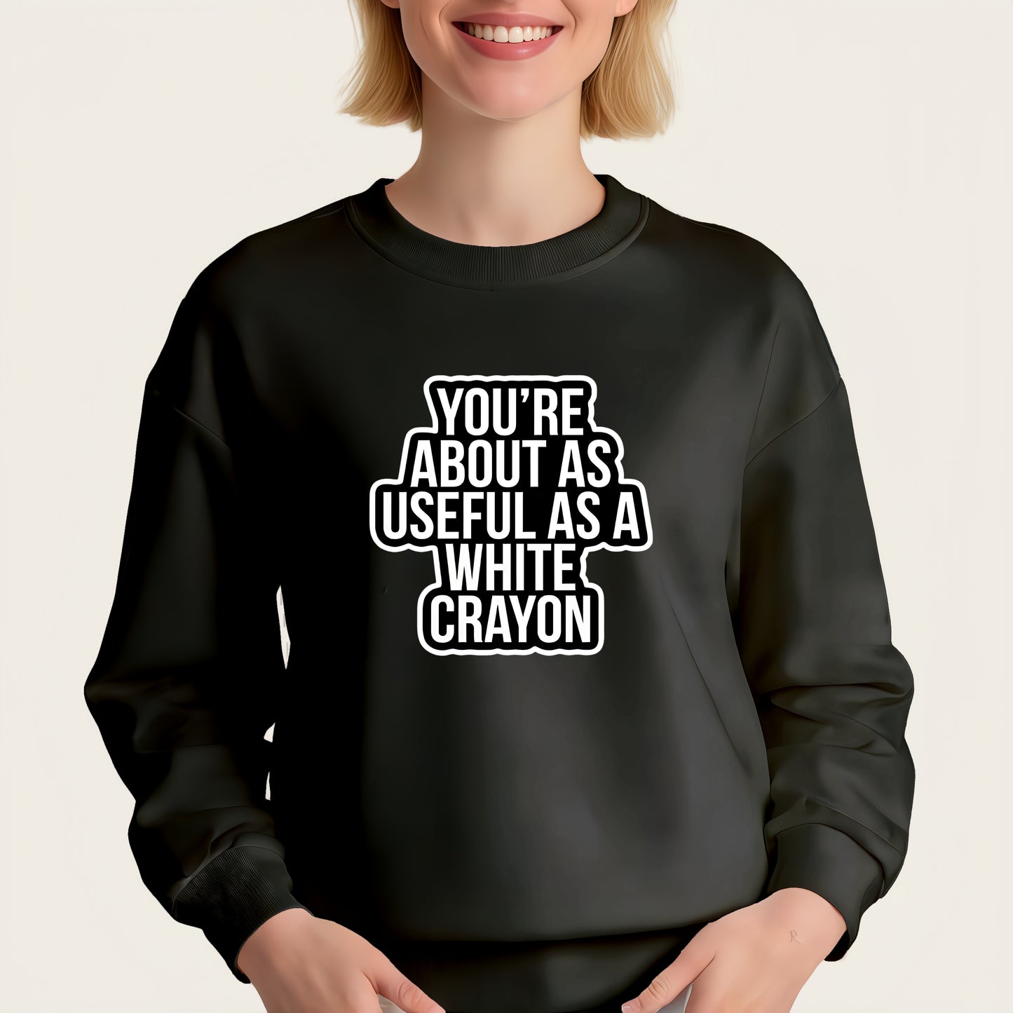 "You're as useless as a white crayon" quote iron-on transfer