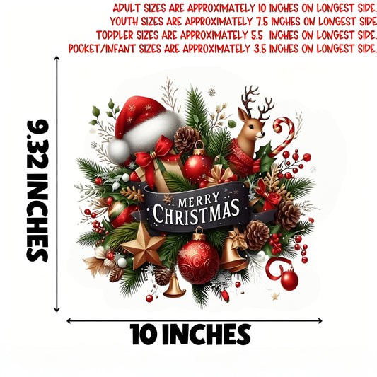 Christmas hat and reindeer themed iron transfer stickers