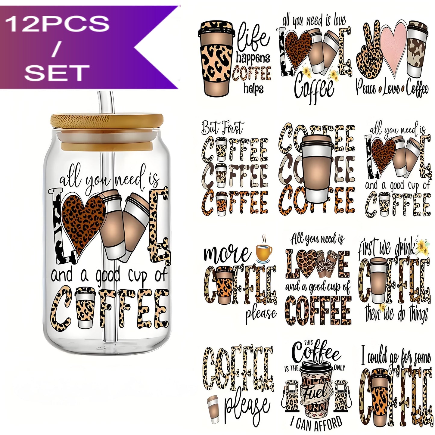 Coffee Theme UV DTF Adhesive Packaging Transfer Paper