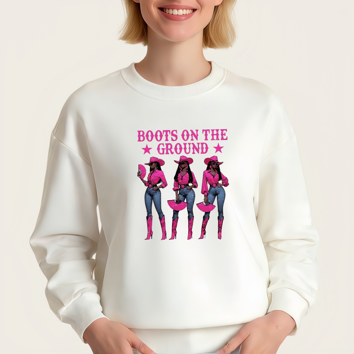 Vintage "Ground Boots" Cowgirl Pattern Iron-On Heat Transfer Sticker