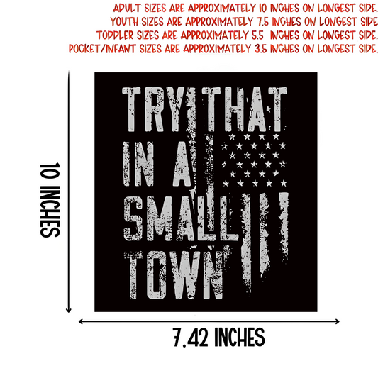 "TRY THAT IN A SMALL TOWN" iron-on transfer