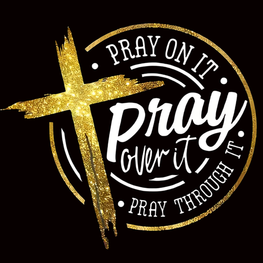 'Cross & Pray' monogram iron-on transfer