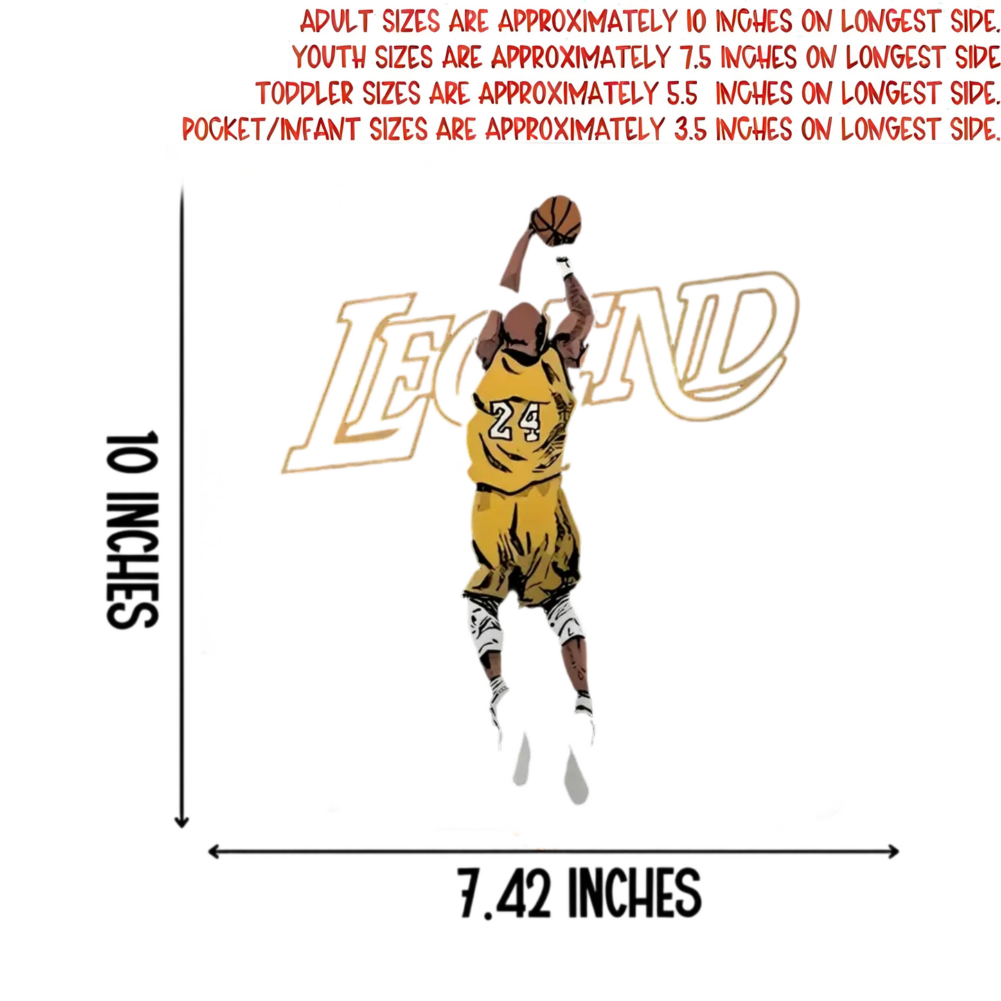 Number 24 basketball player design iron-on transfer