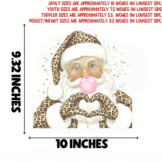 Leopard print Santa Claus heart hand shape iron transfer