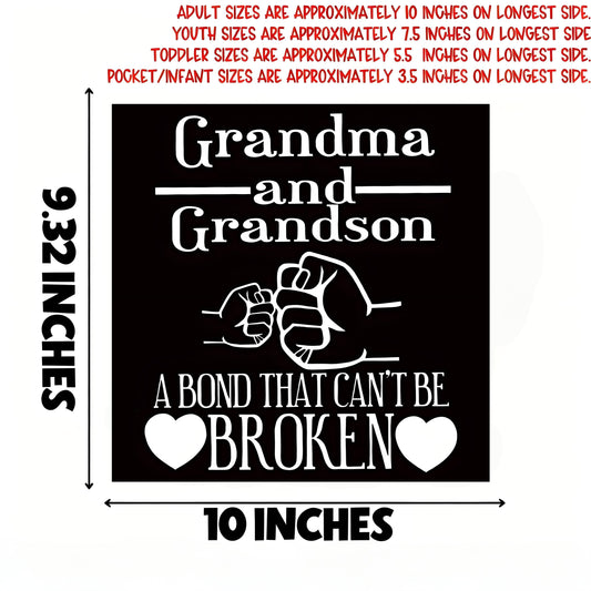 "Grandma And Grandson A Bond That Can't Be Broken" quote iron-on transfer