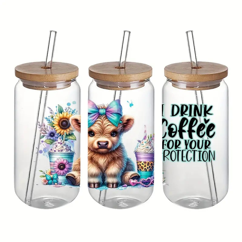 High Quality Iced Coffee and Raccoon UV DTF Transfer Paper