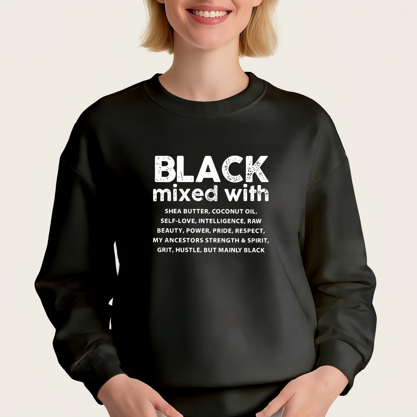 "BLACK mixed with" pattern iron-on transfer