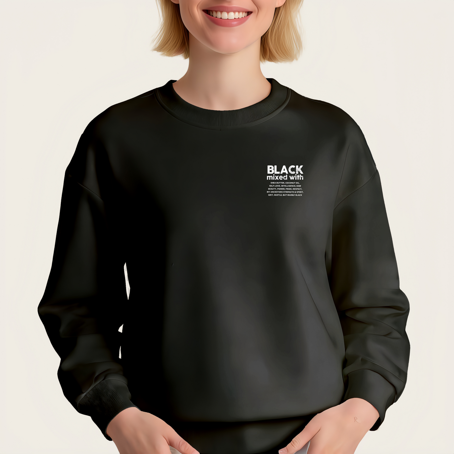 "BLACK mixed with" pattern iron-on transfer