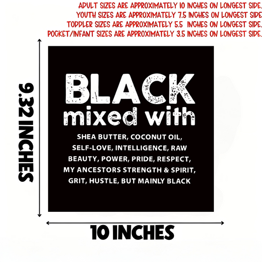 "BLACK mixed with" pattern iron-on transfer