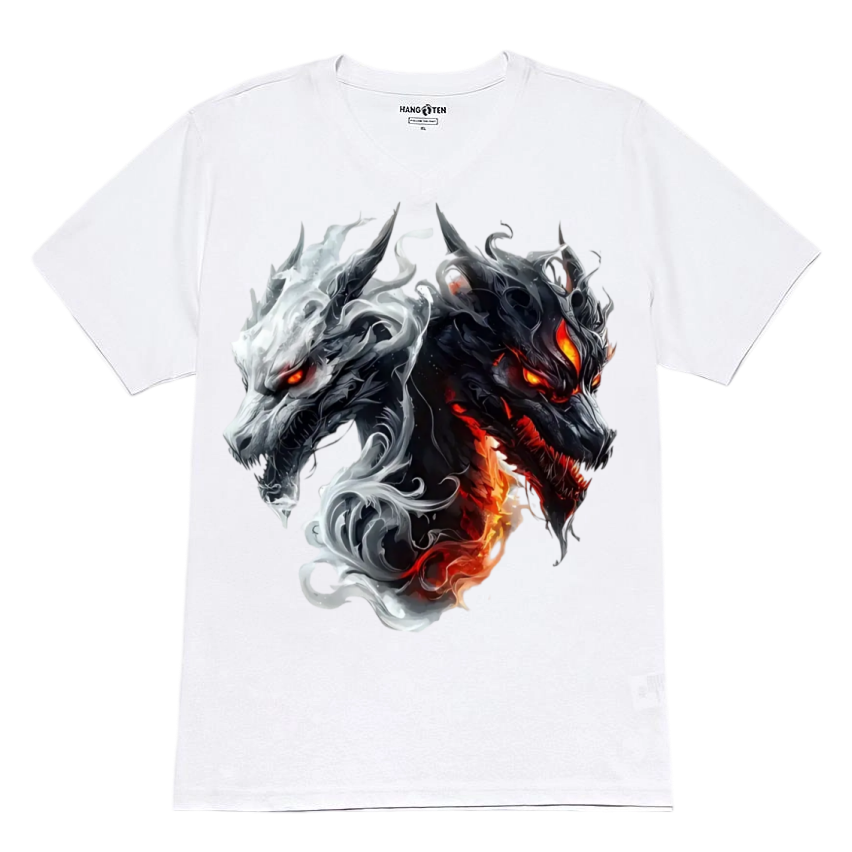 Two evil dragons heat transfer iron-on