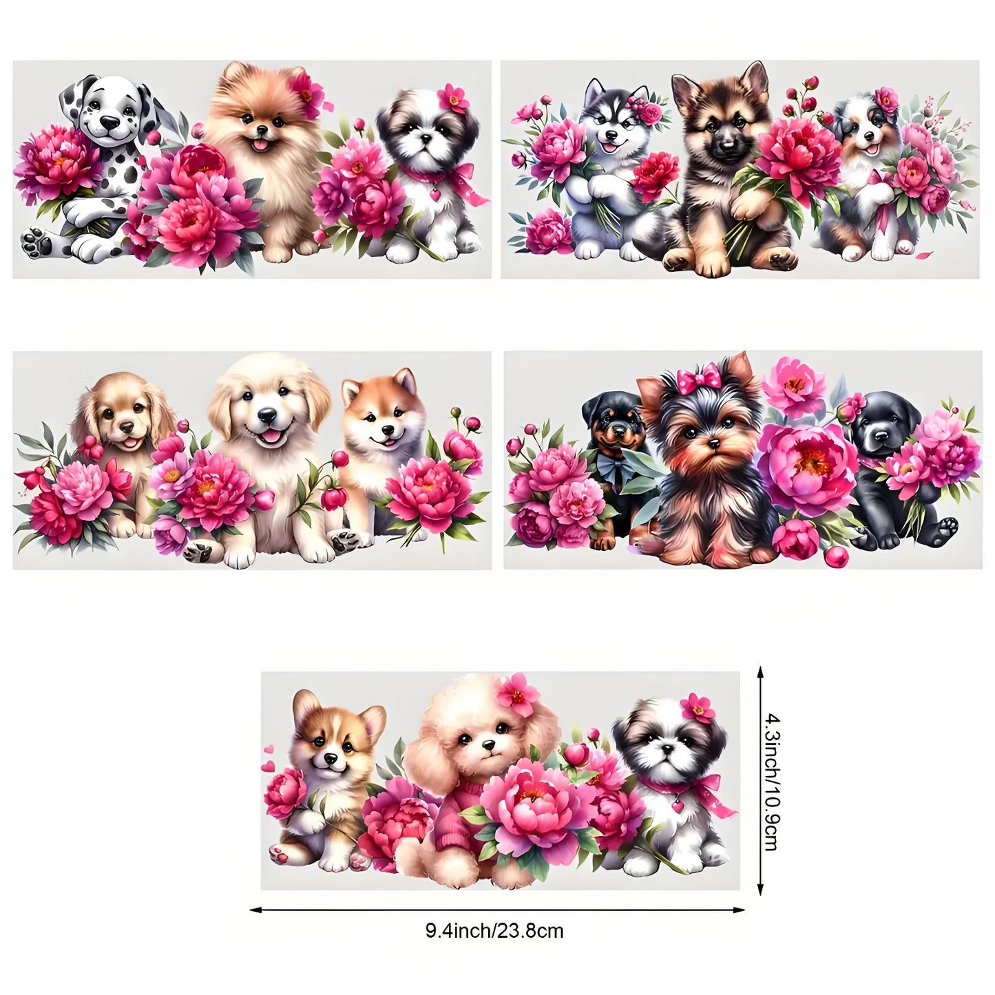 Dog hugging flower UV DTF cup sticker