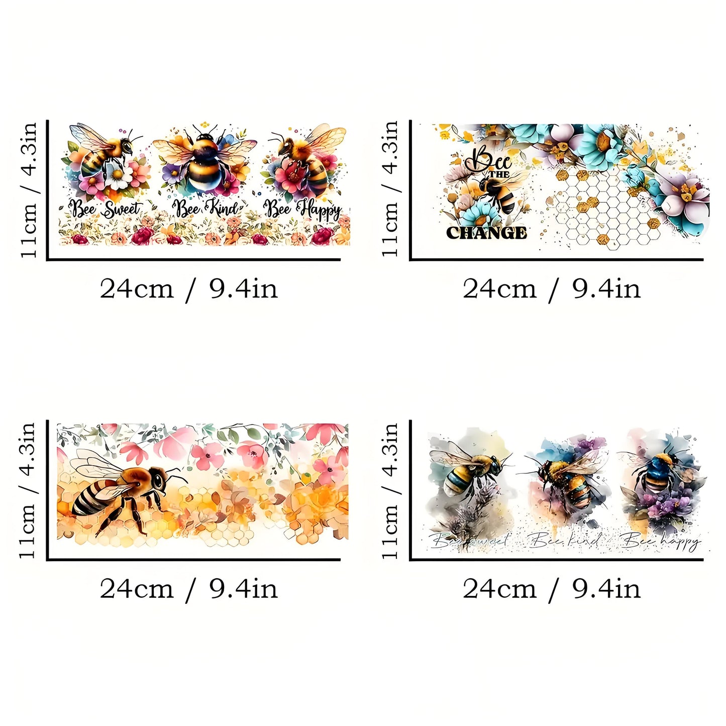 Bee and flower UV DTF glass jar decal