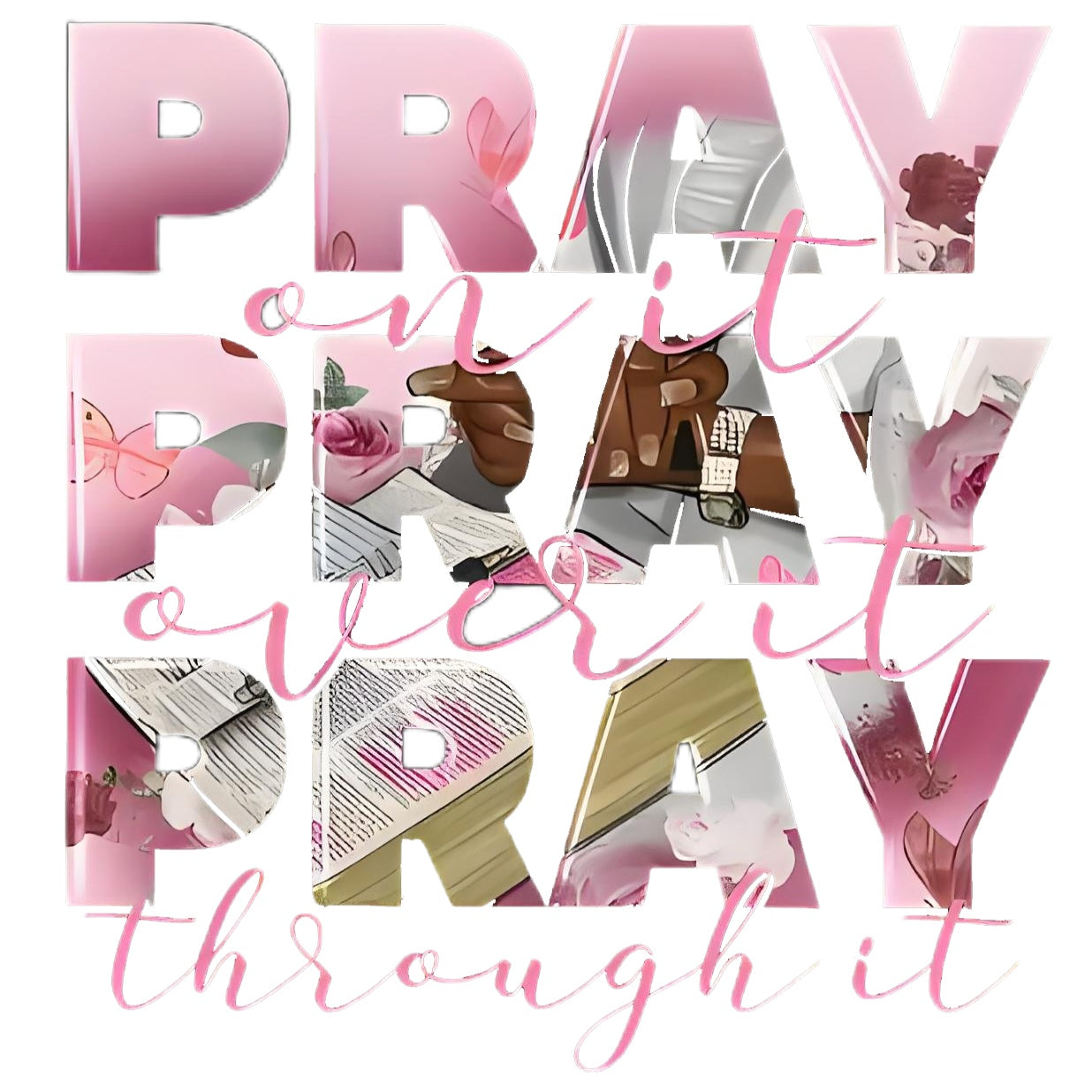 Inspirational quote and floral lettering iron-on transfers