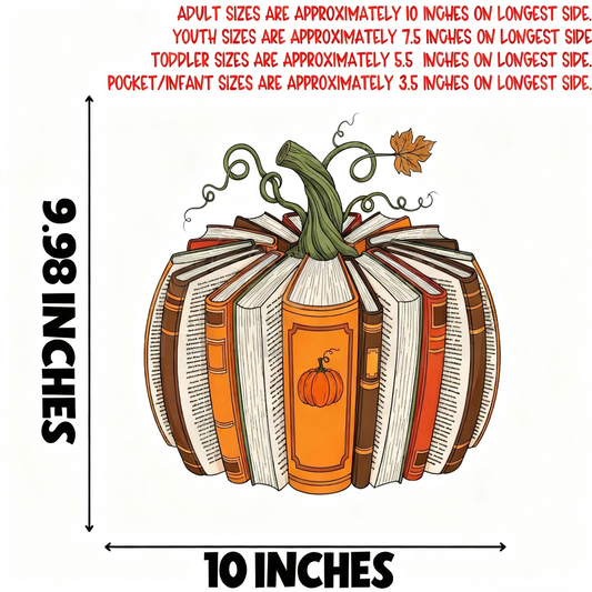 Book Pumpkin Fall DTF Heat Transfer Iron On