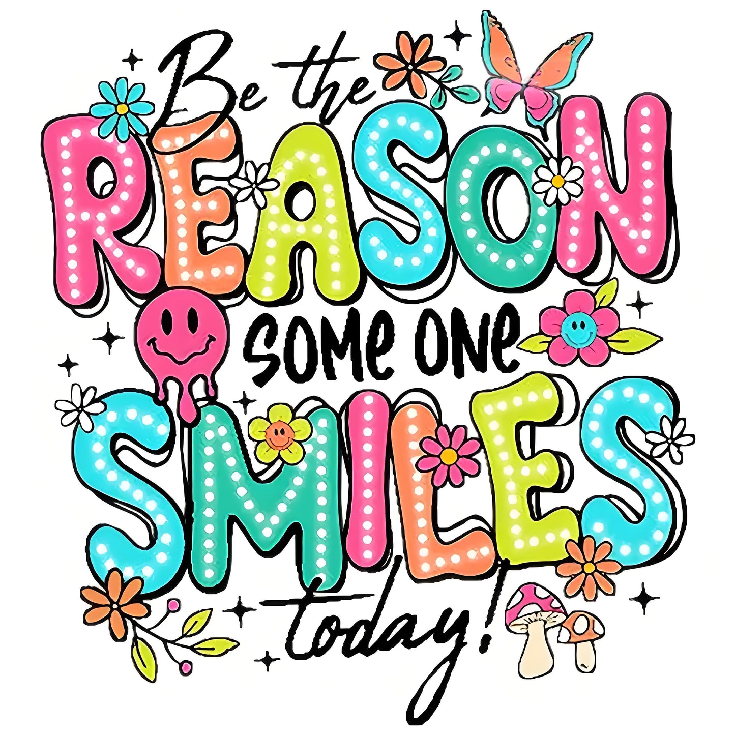 Colorful letter REASON iron-on transfer