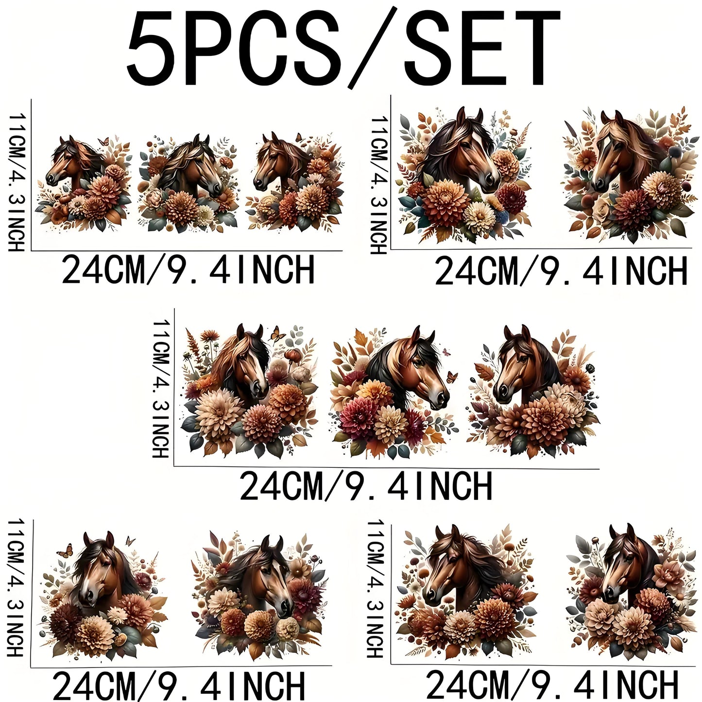 Brown Bohemian Floral Horse 16oz Glass Jar Packaging Sticker Animal Coffee Cup UV DTF