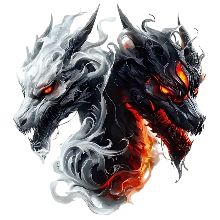 Two evil dragons heat transfer iron-on