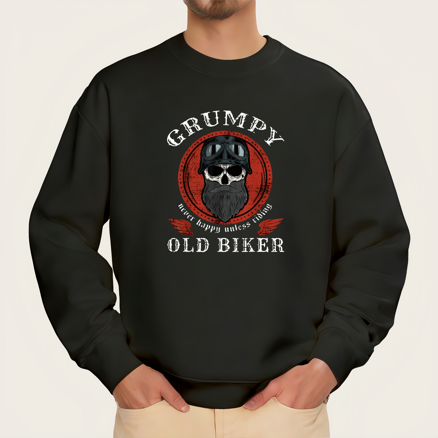 "Grumpy old biker" iron-on transfer