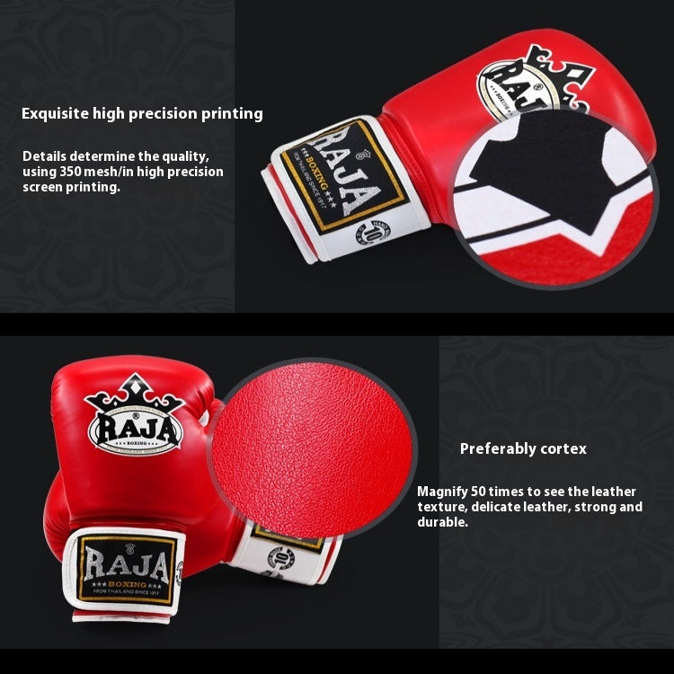 RAJA Boxing Gloves, Pro Training Sparring, Maya Hide Leather, Muay Thai MMA Kickboxing, Men Women Adult, Heavy Punching Bag Focus Mitts Pads Workout, Ventilated Palm, Multi Layered, 8 10 12 14 16 18 Oz