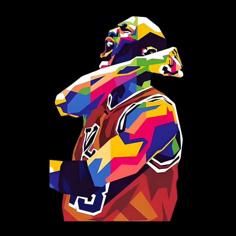 Abstract basketball figure iron-on transfer