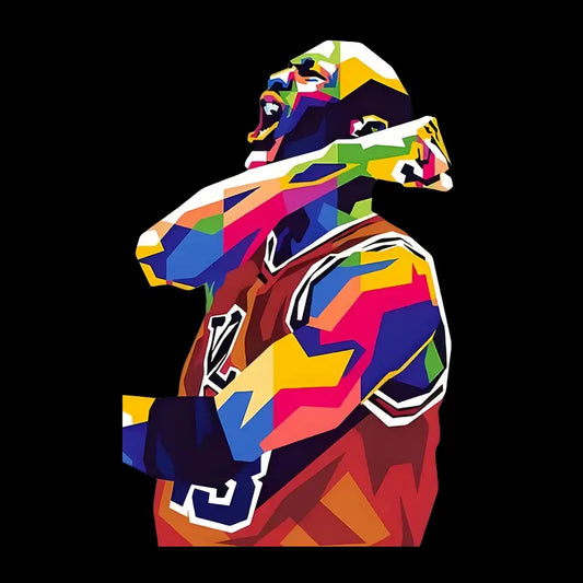 Abstract basketball figure iron-on transfer