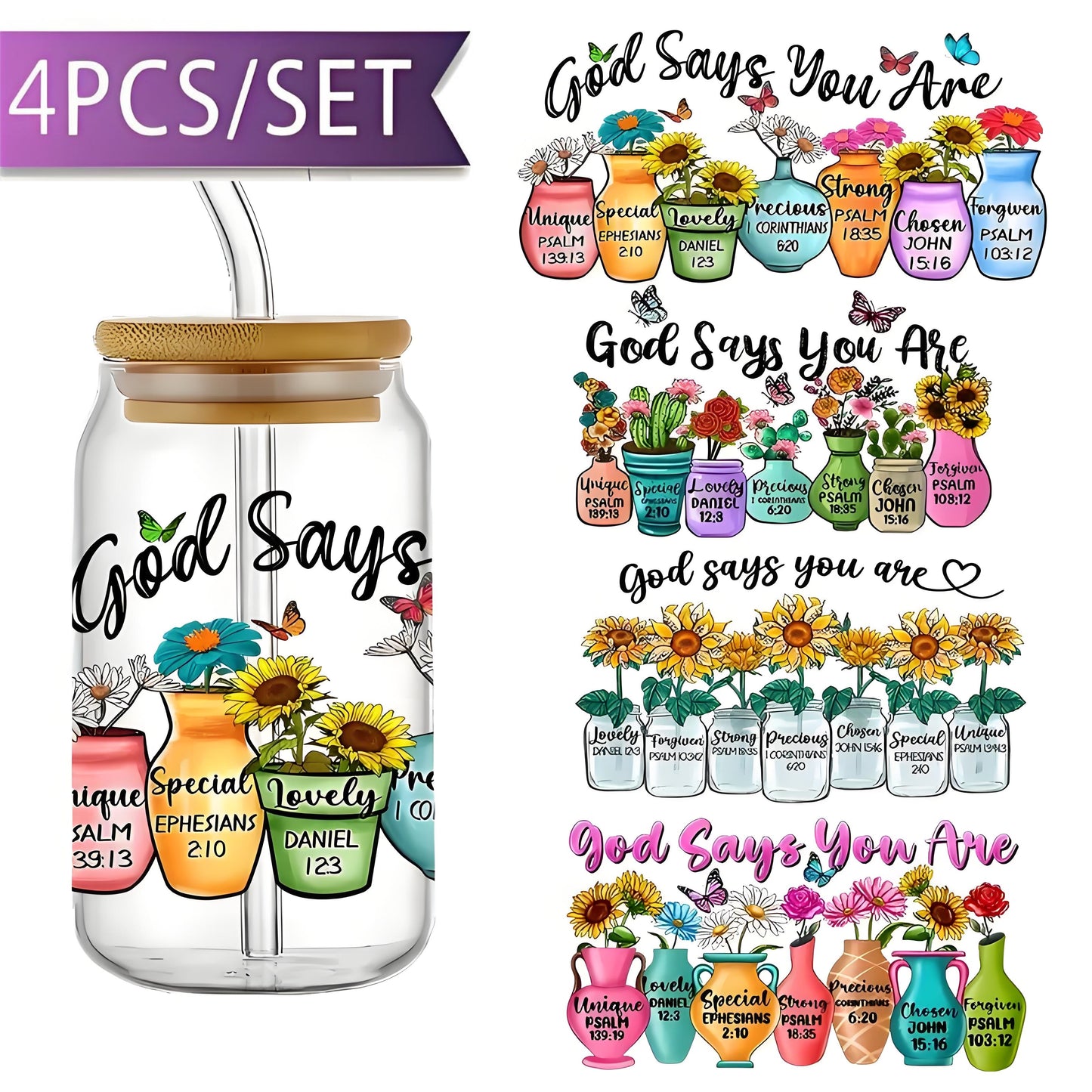 God Says You Are Unique UV DTF Mug Sticker