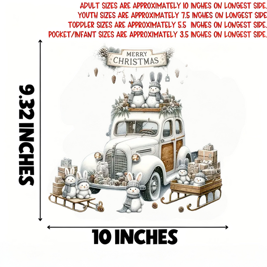 Christmas Snowman Truck Bunny Winter Christmas Tree Iron-On Transfers