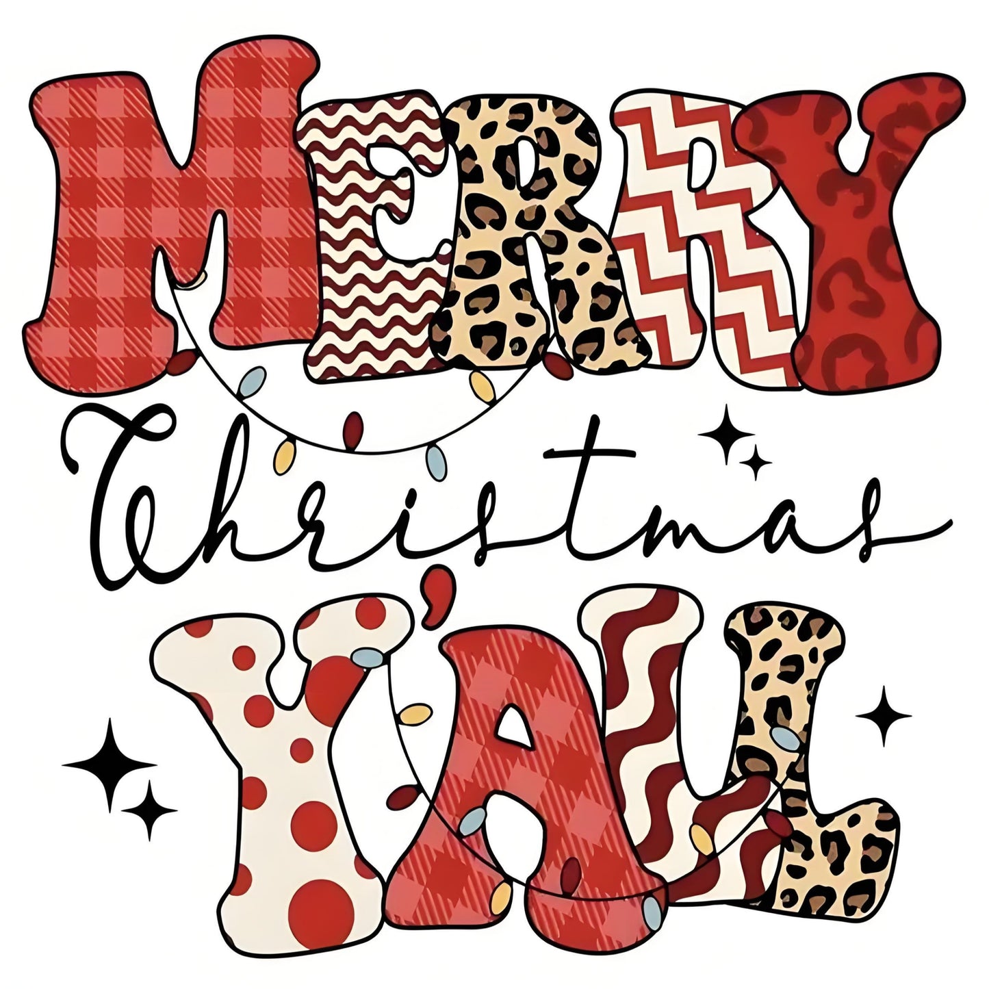 "Merry Christmas Y'all" heat transfer sticker