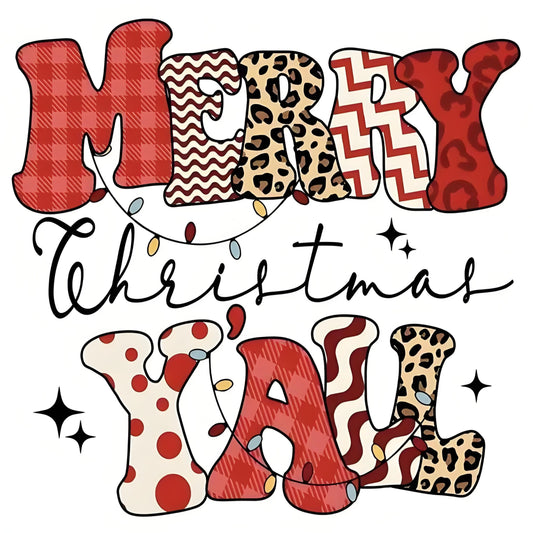"Merry Christmas Y'all" heat transfer sticker