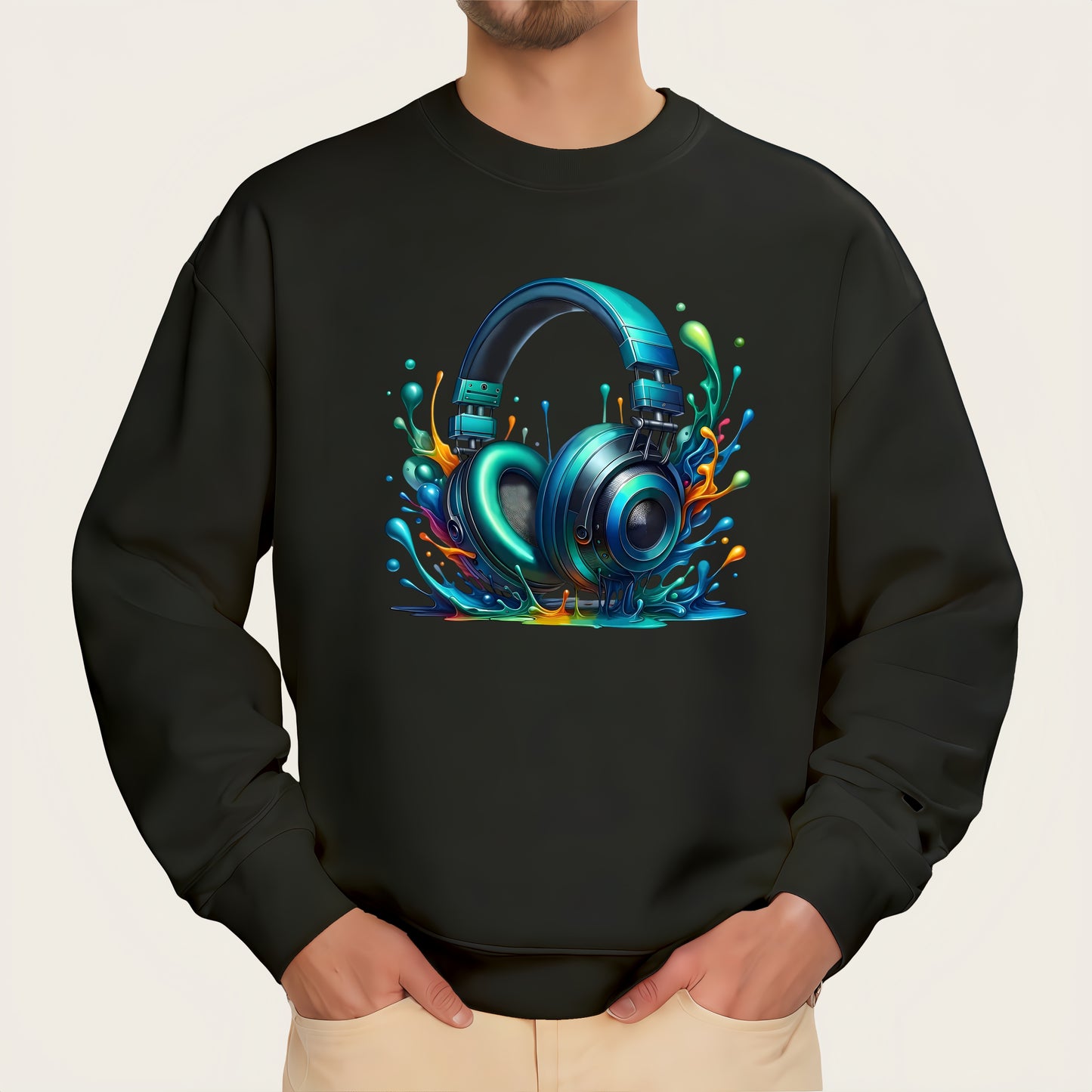 Splatter abstract 3D headphone pattern iron-on transfer sticker