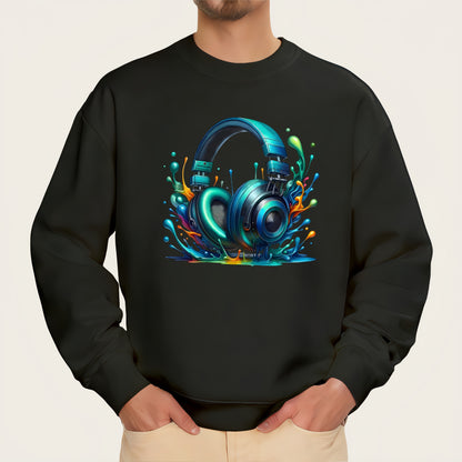 Splatter abstract 3D headphone pattern iron-on transfer sticker