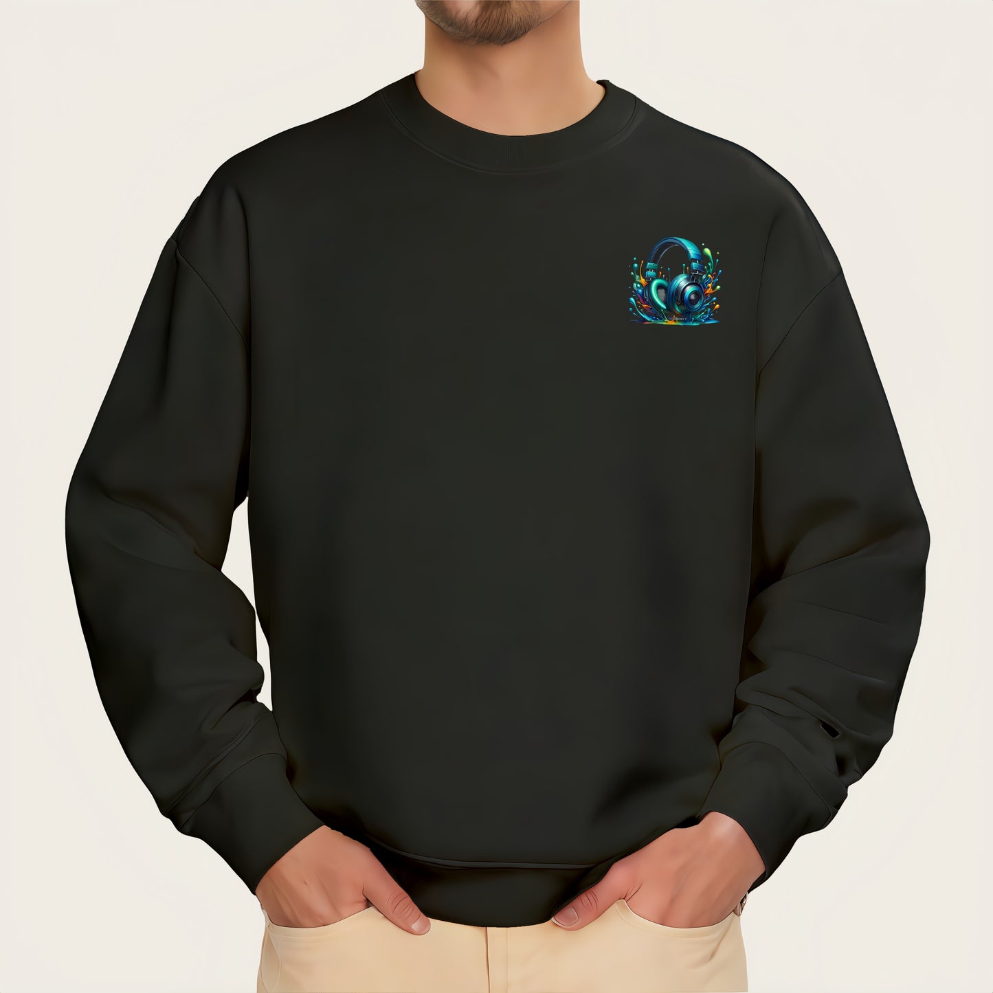 Splatter abstract 3D headphone pattern iron-on transfer sticker