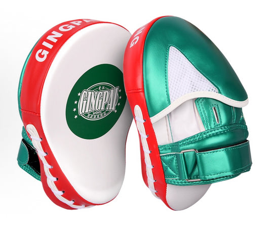 Boxing Pads Curved Focus Mitts, Maya Hide Leather Kara Hook and jab Training Pads, Adjustable Strap Ventilated, MMA Muay Thai Kickboxing Coaching Martial Arts Punching Hand Target Strike Shield（single））