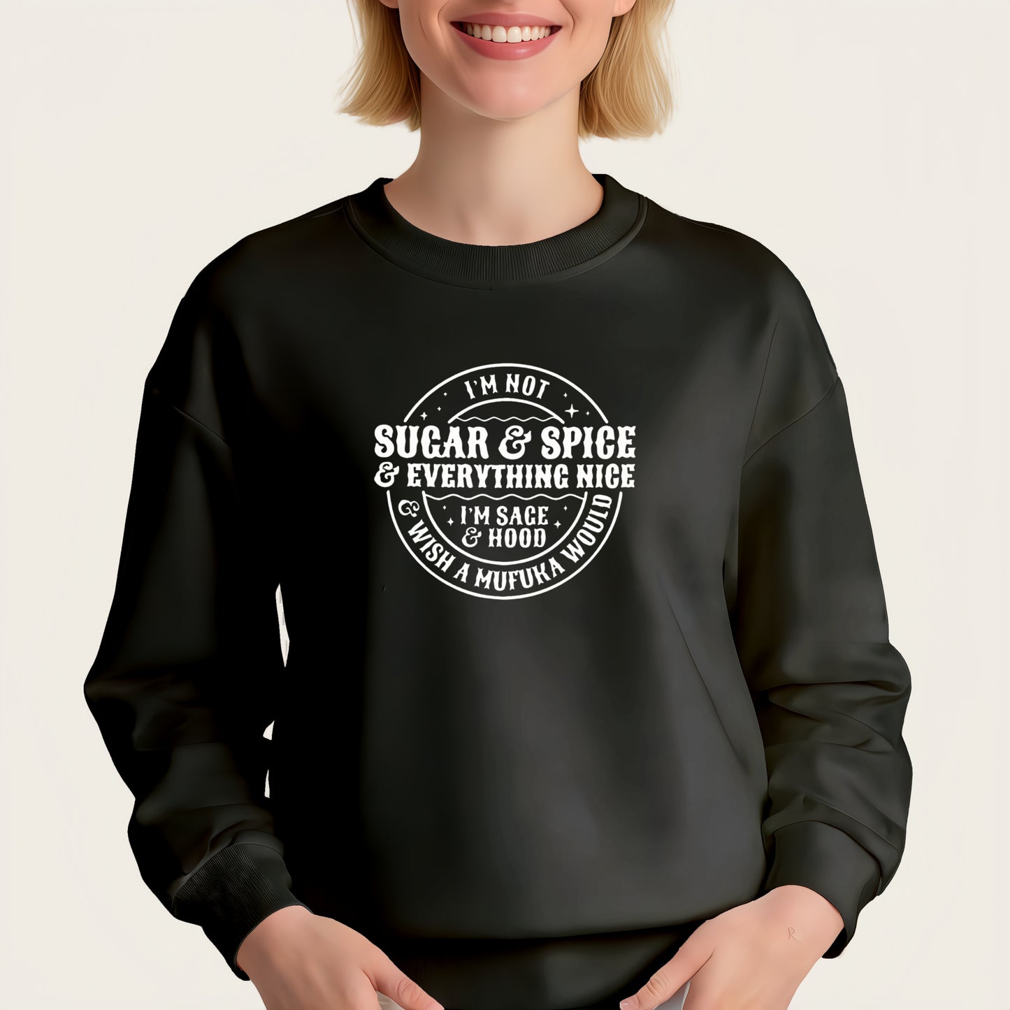 "I'm Not Sugar & Spice" and "I'm Sace Mufuka" designed iron-on transfer stickers