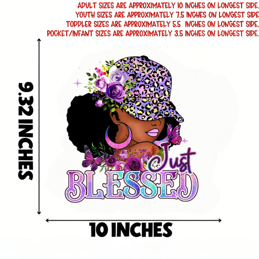 Black woman BLESSED design iron-on transfer sticker