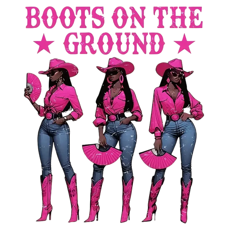 Vintage "Ground Boots" Cowgirl Pattern Iron-On Heat Transfer Sticker