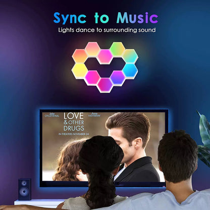 Hexagon Light Panel - 8 Pack Smart APP RGB Hexagon LED Lights Wall Lights with Remote Control & Music Sync for Halloween Decor, Gaming Decor