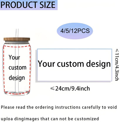 Custom 16oz Water Bottle UV DTF Transfer Sticker