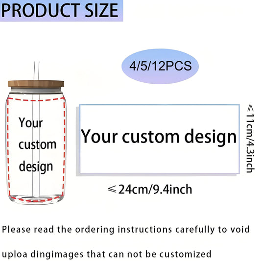 Custom 16oz Water Bottle UV DTF Transfer Sticker