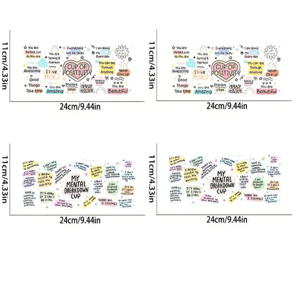 Mental Health Themed UV DTF Cup Stickers