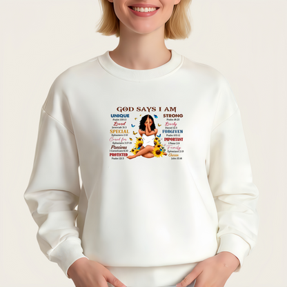 "GOD SAYS I AM" iron-on transfer