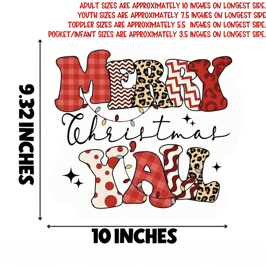 "Merry Christmas Y'all" heat transfer sticker